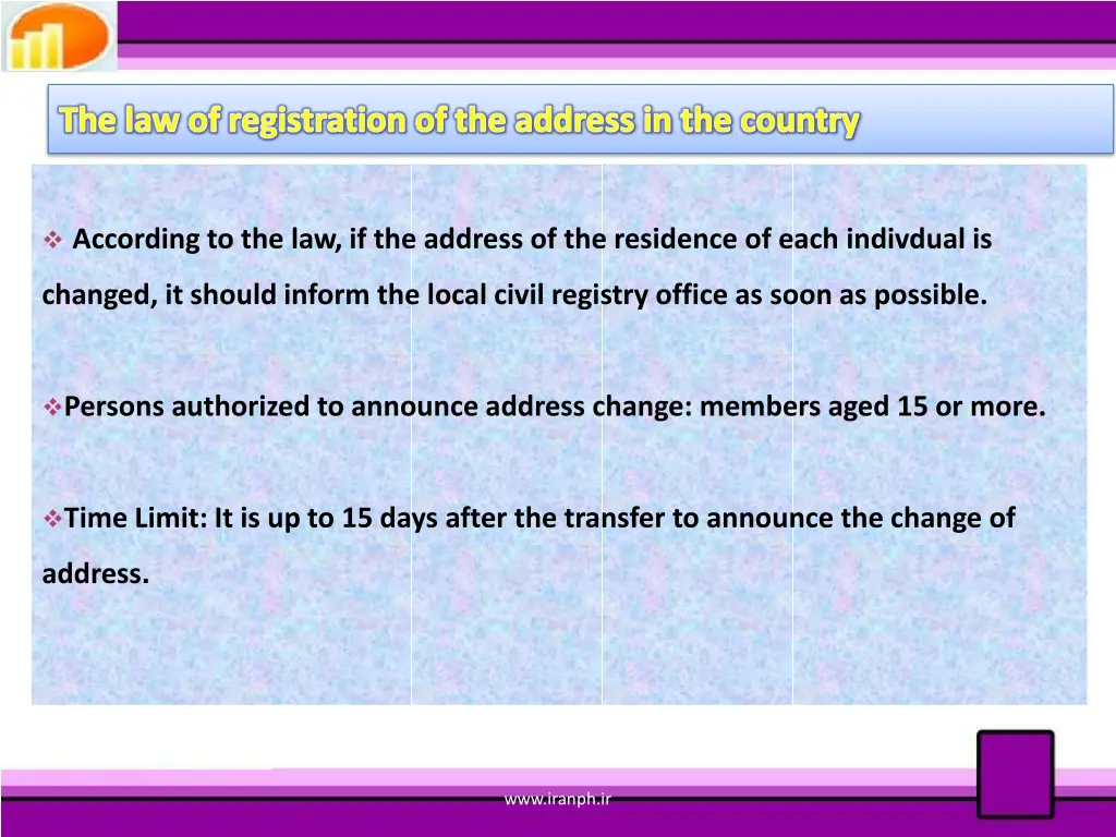 the law of registration of the address