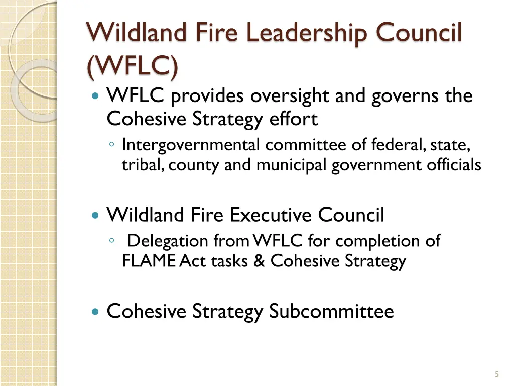 wildland fire leadership council wflc wflc