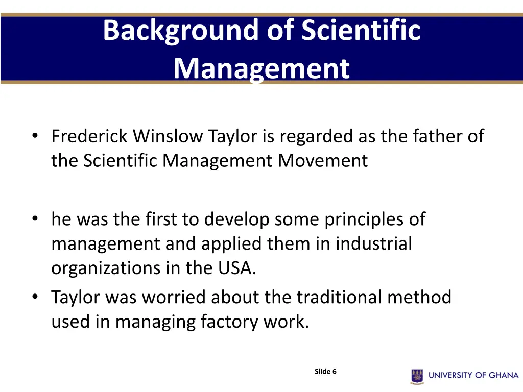 background of scientific management