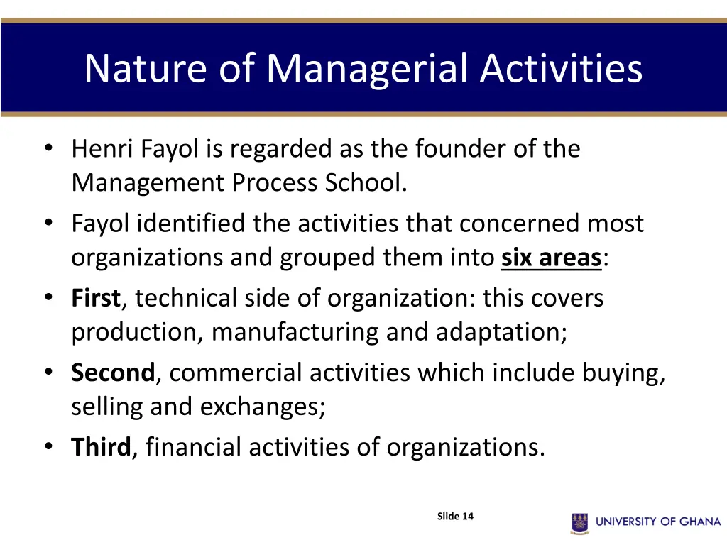 nature of managerial activities