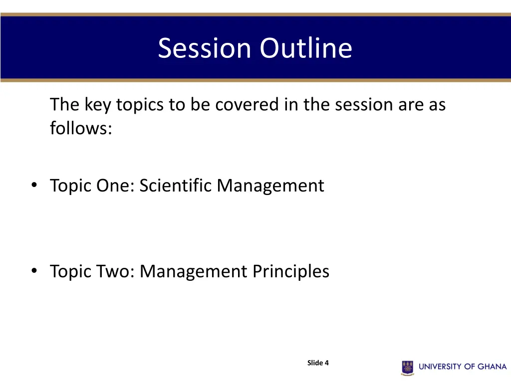 session outline