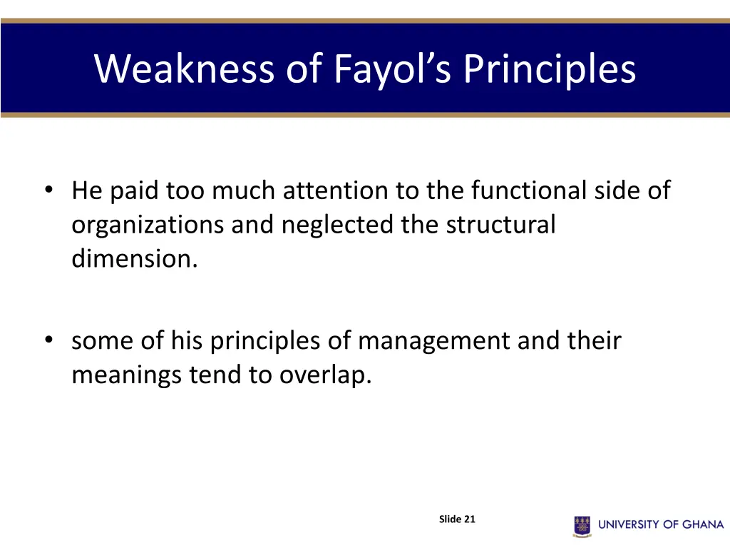 weakness of fayol s principles