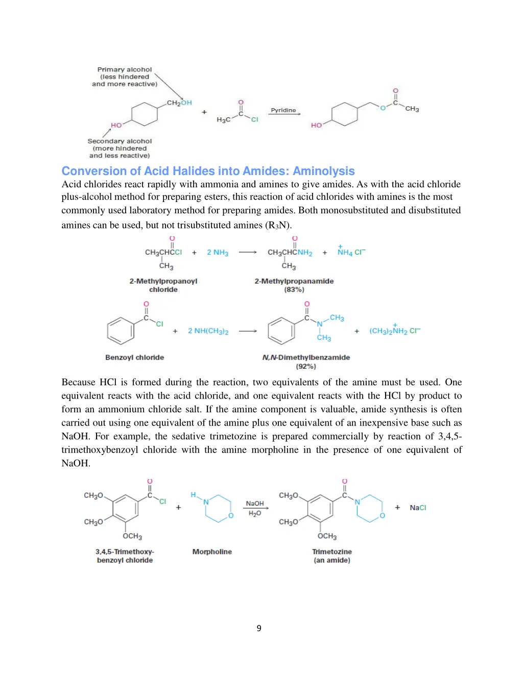 conversion of acid halides into amides aminolysis