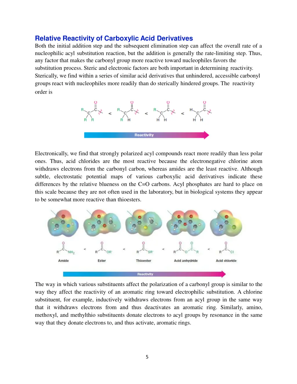 relative reactivity of carboxylic acid