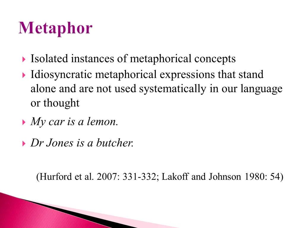 isolated instances of metaphorical concepts