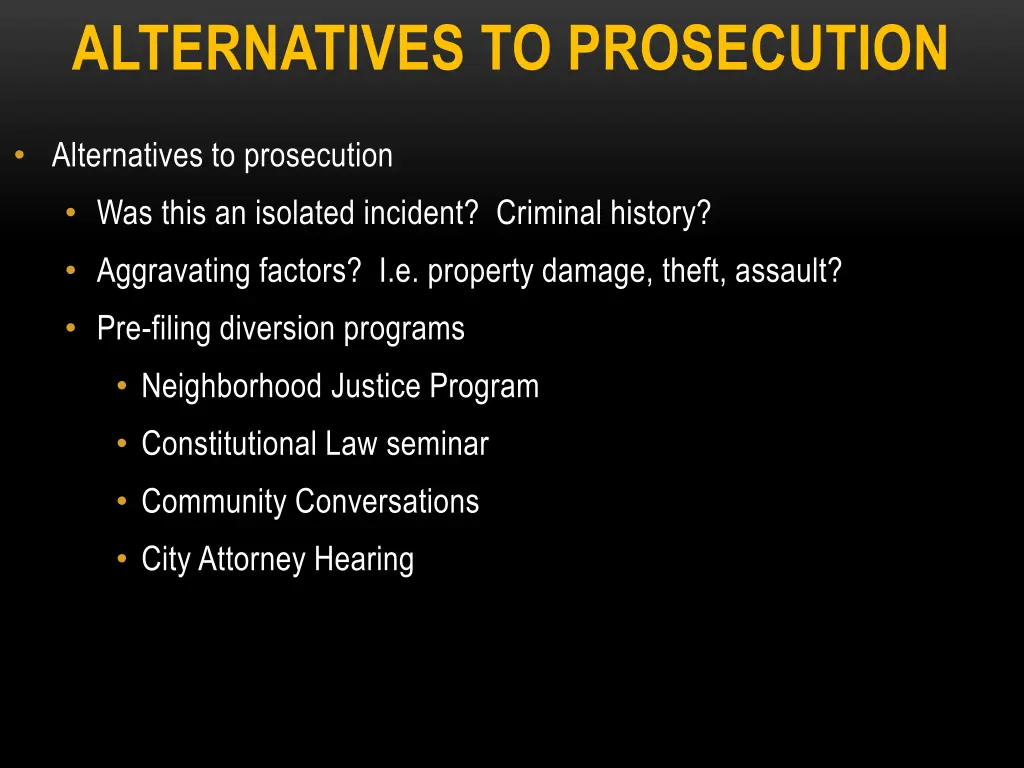 alternatives to prosecution