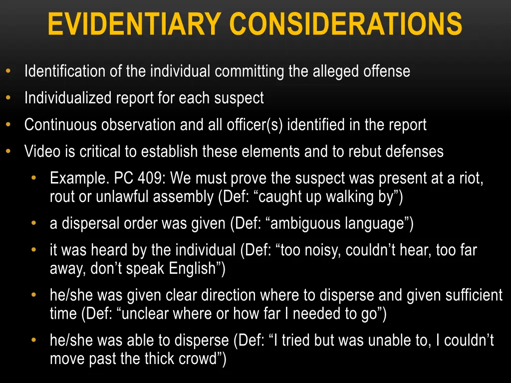evidentiary considerations