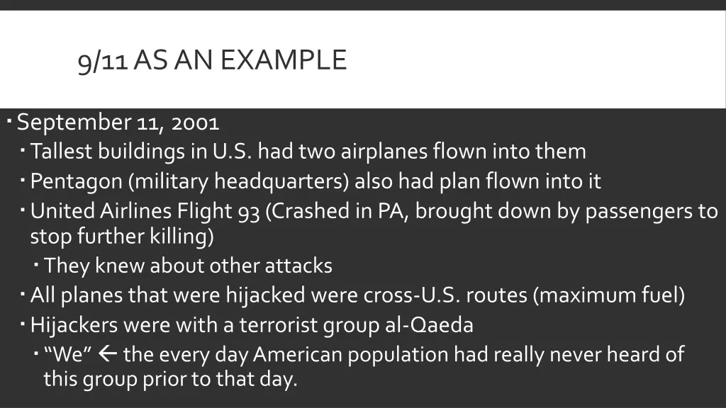 9 11 as an example