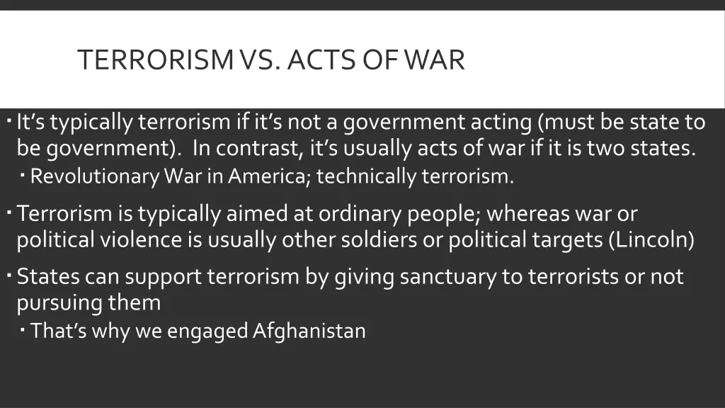 terrorism vs acts of war