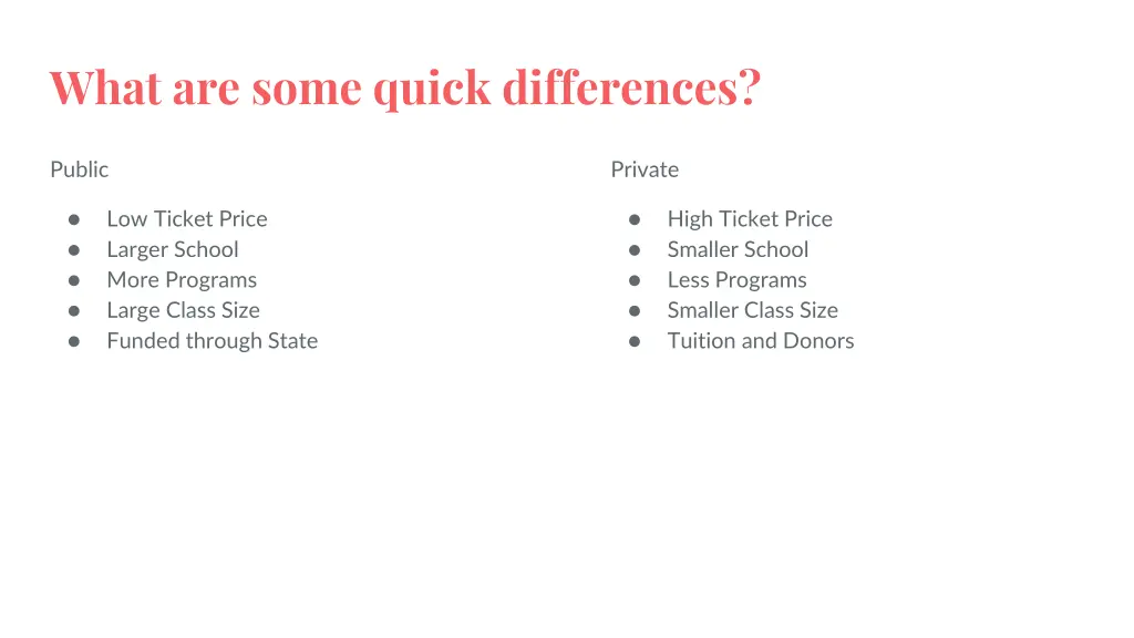 what are some quick differences