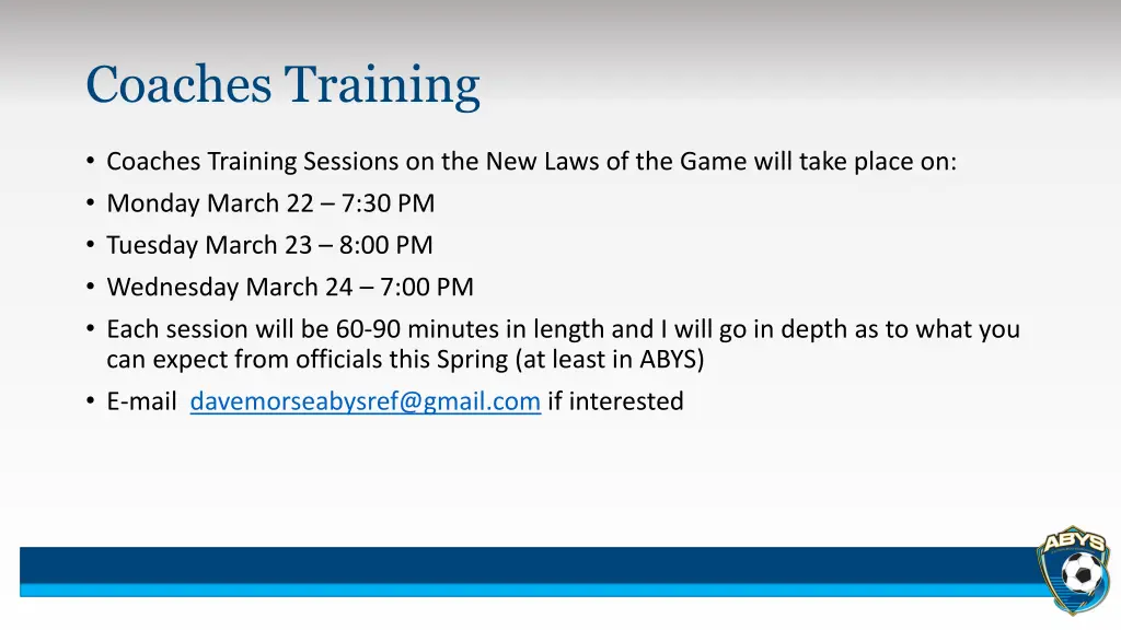 coaches training