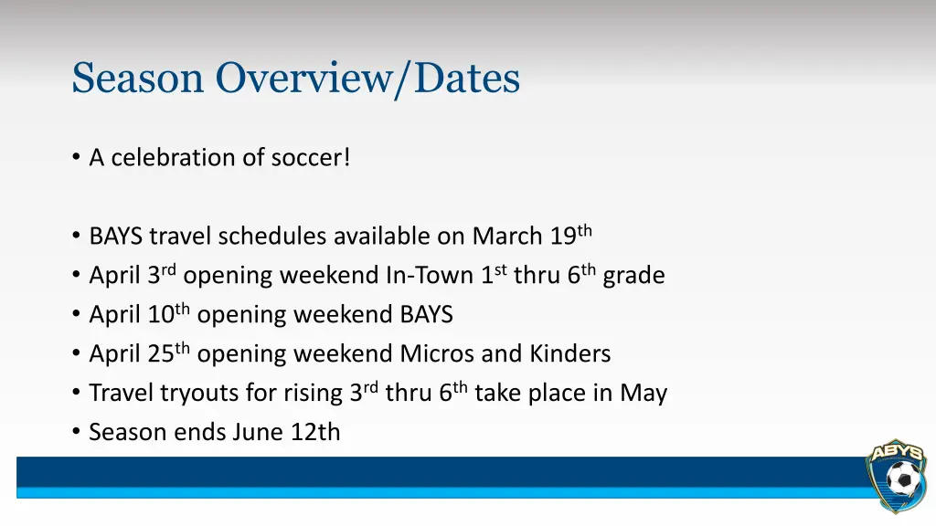 season overview dates