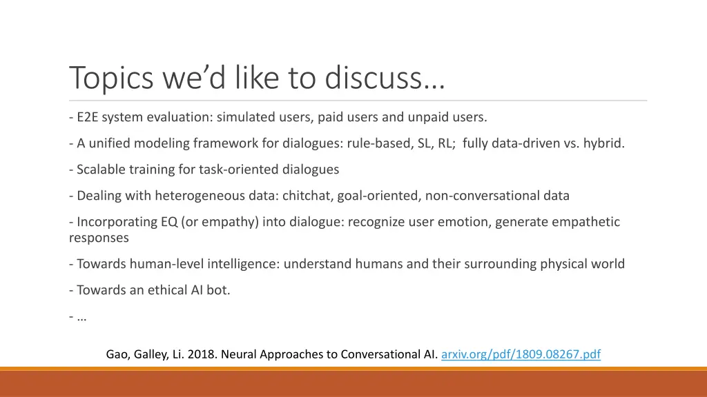 topics we d like to discuss