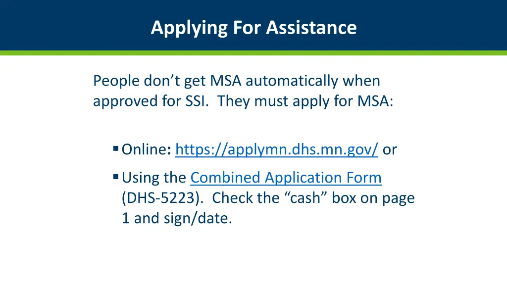 applying for assistance