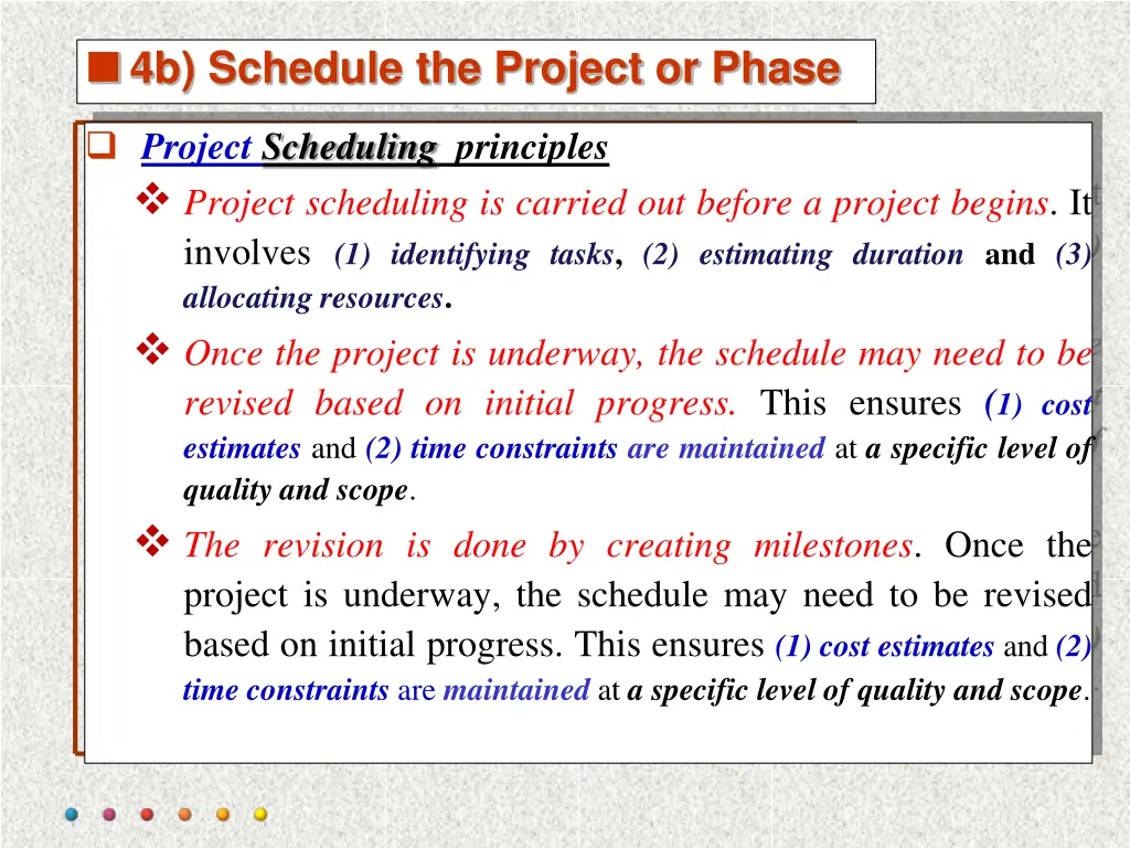 4b schedule the project or phase