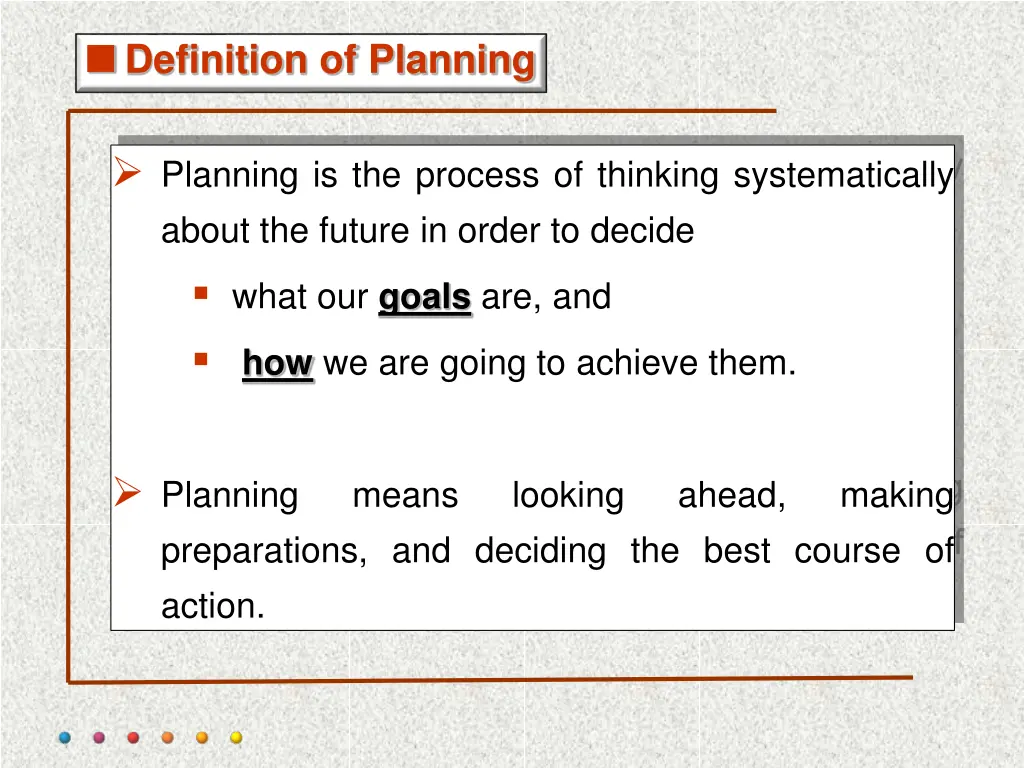 definition of planning