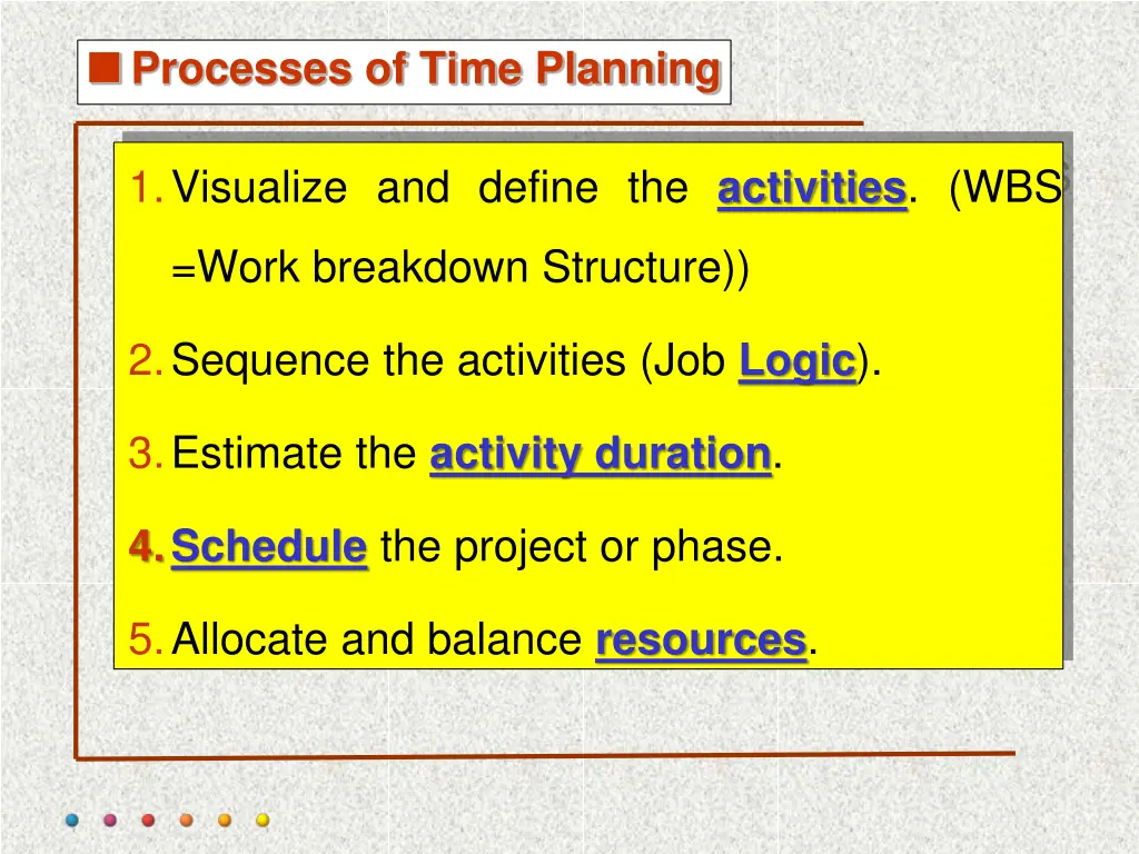 processes of time planning