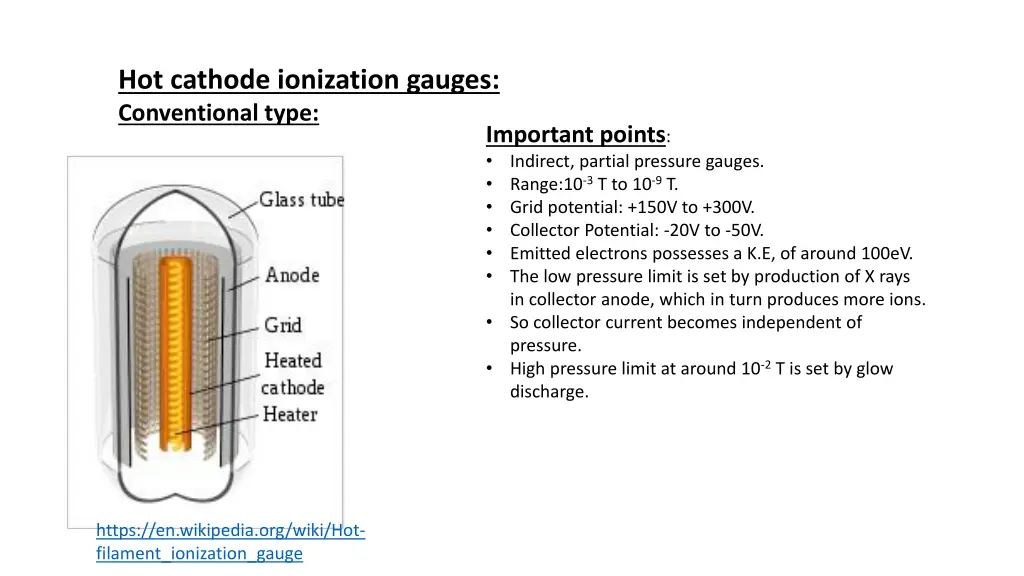 hot cathode ionization gauges conventional type