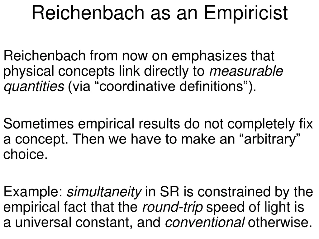 reichenbach as an empiricist