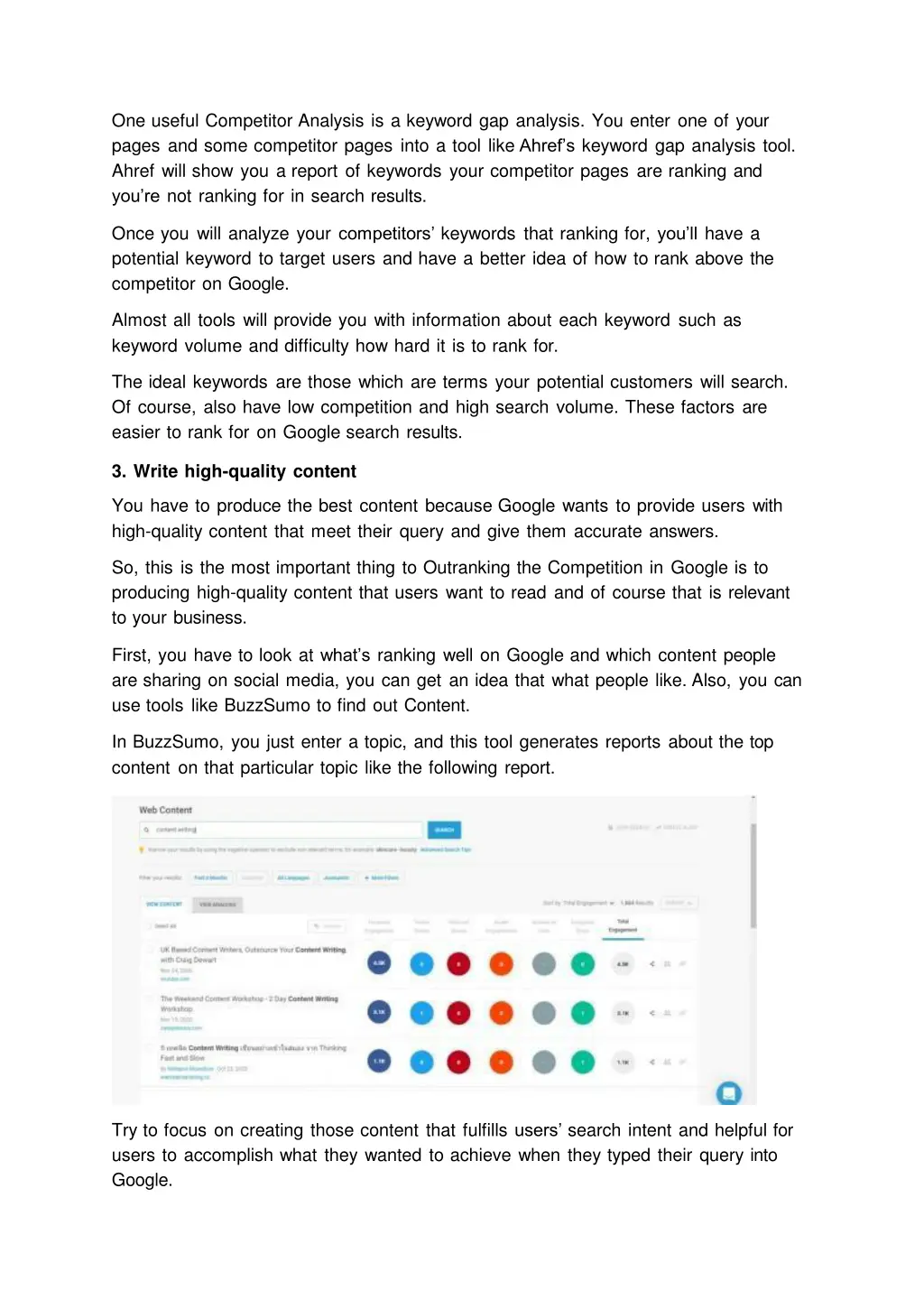 one useful competitor analysis is a keyword