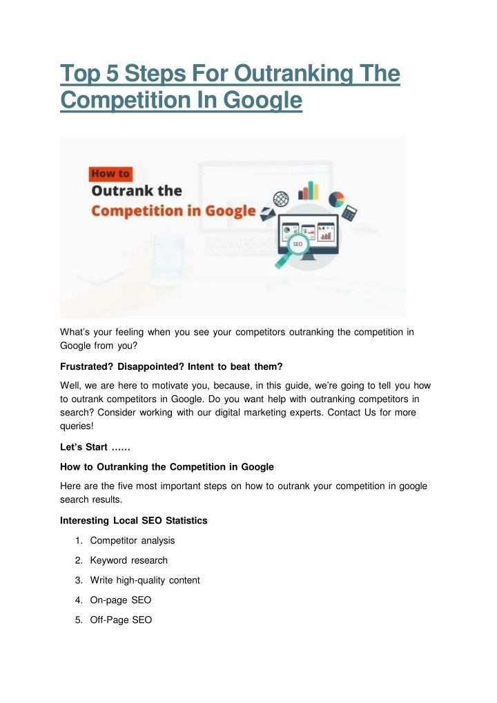 top 5 steps for outranking the competition