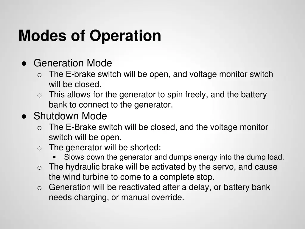 modes of operation