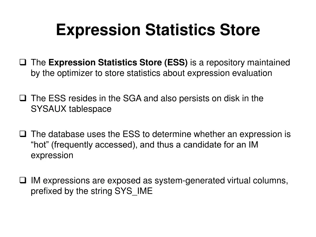expression statistics store