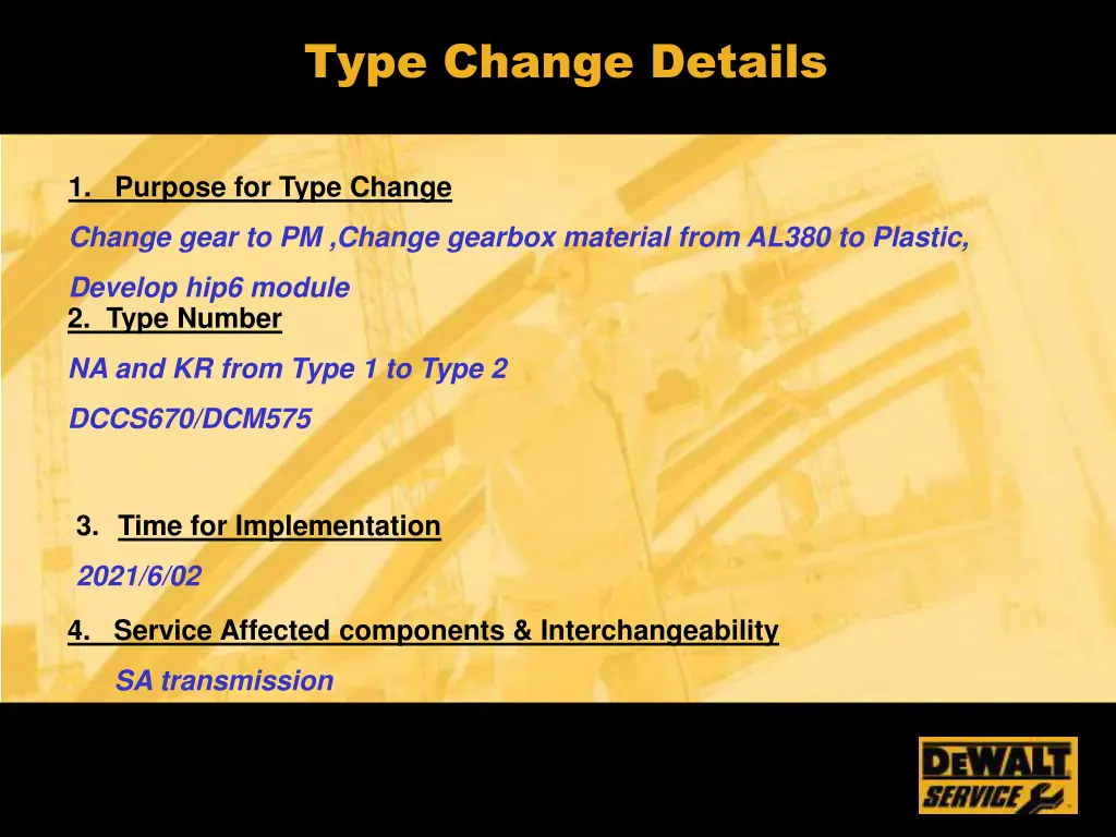 type change details
