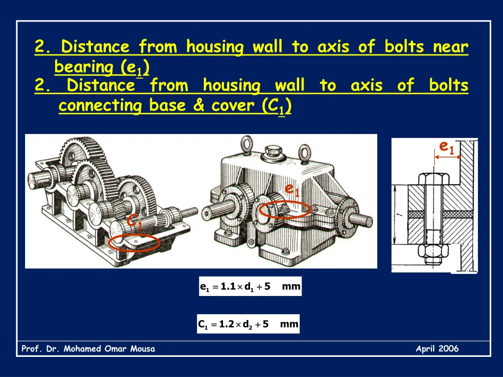 2 distance from housing wall to axis of bolts