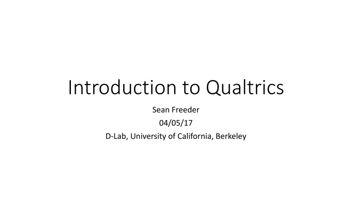 introduction to qualtrics