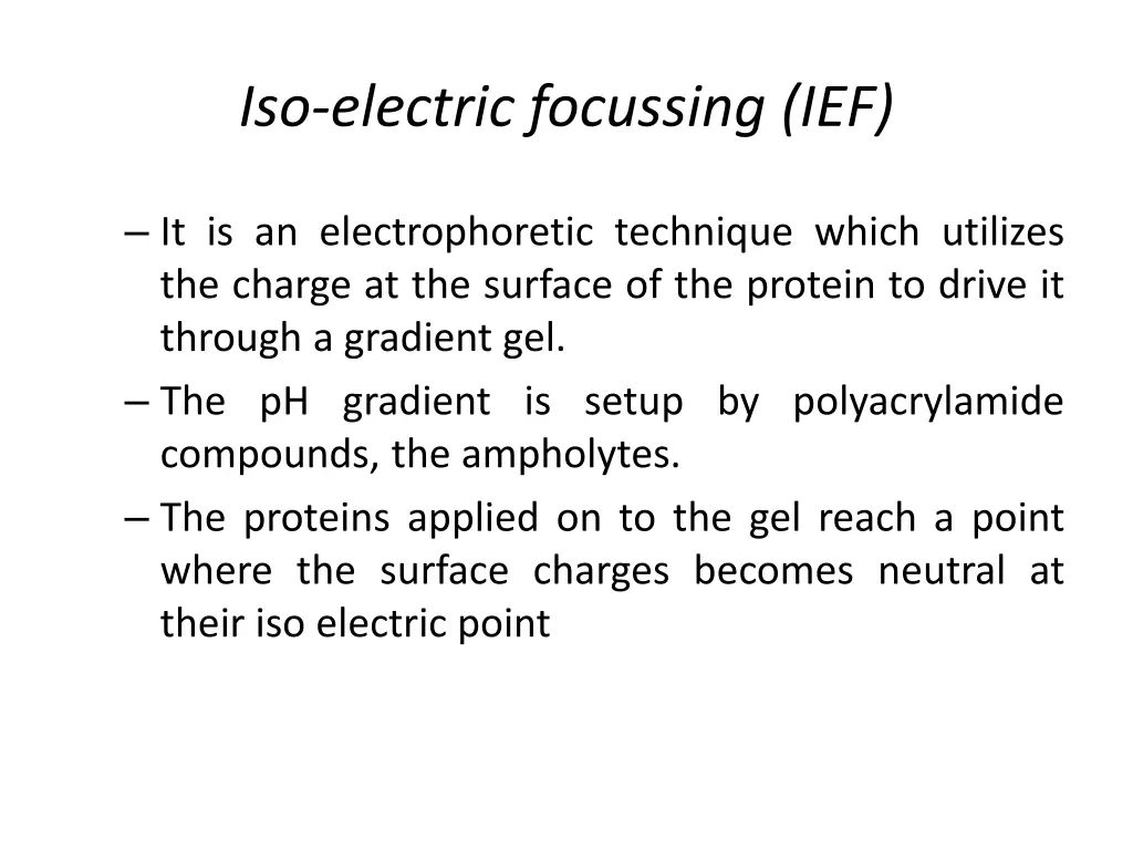 iso electric focussing ief