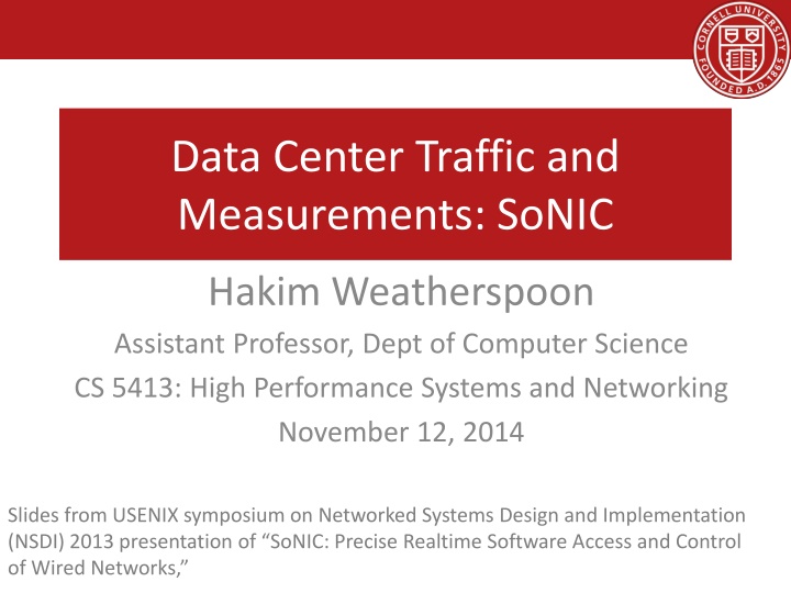 data center traffic and measurements sonic