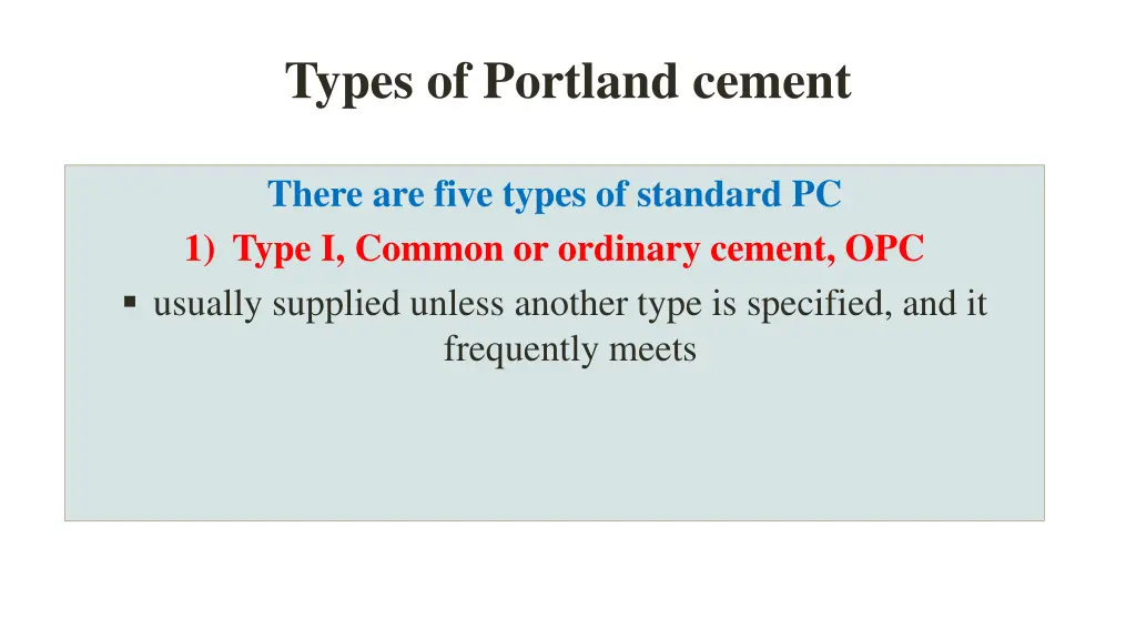 types of portland cement