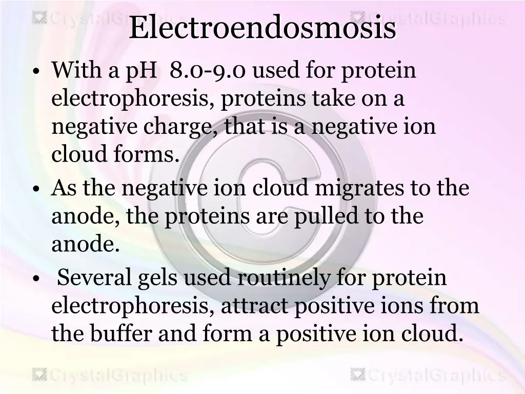 electroendosmosis with a ph 8 0 9 0 used
