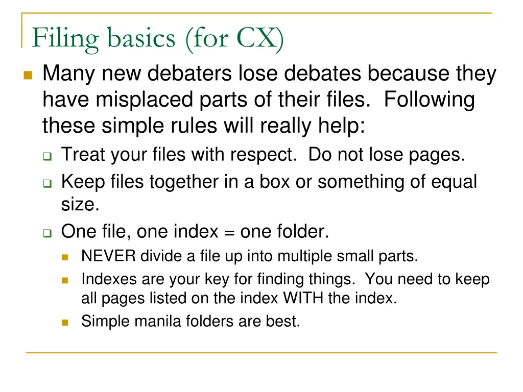 filing basics for cx many new debaters lose