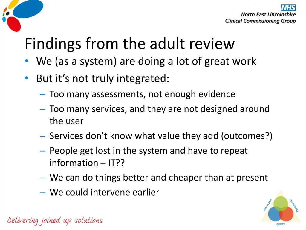 findings from the adult review we as a system