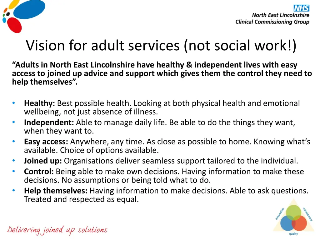 vision for adult services not social work