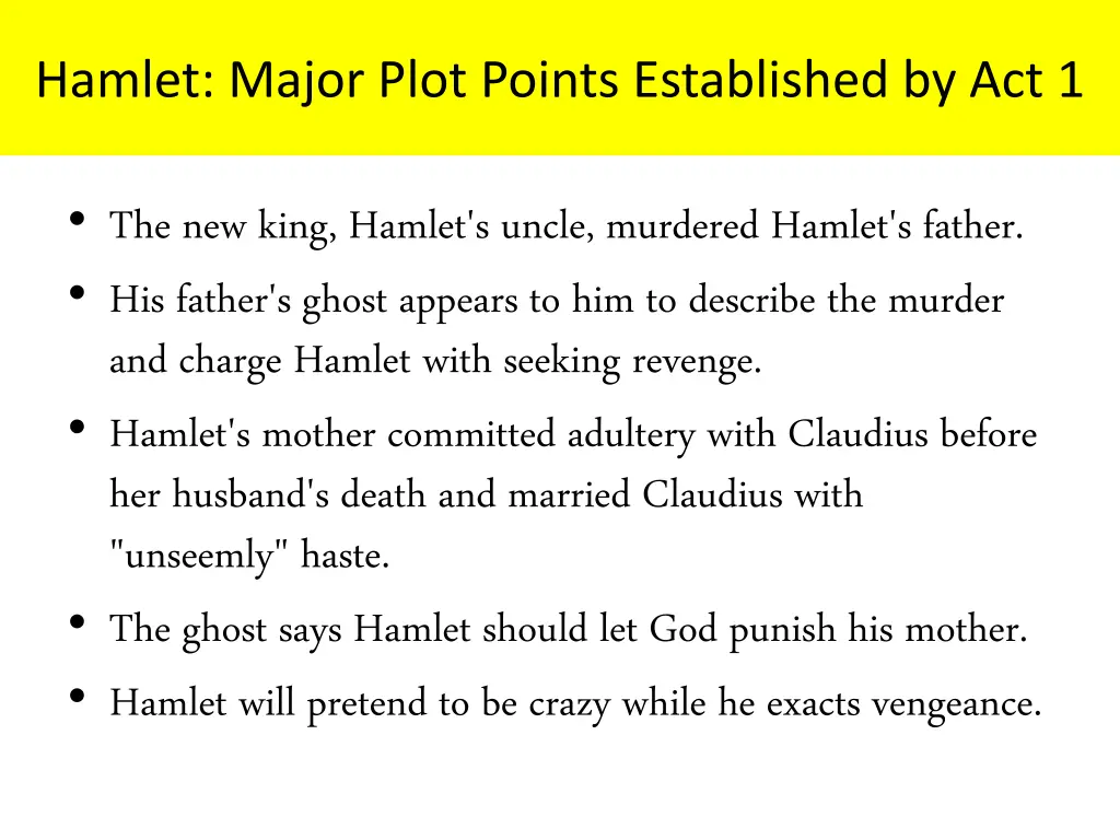 hamlet major plot points established by act 1