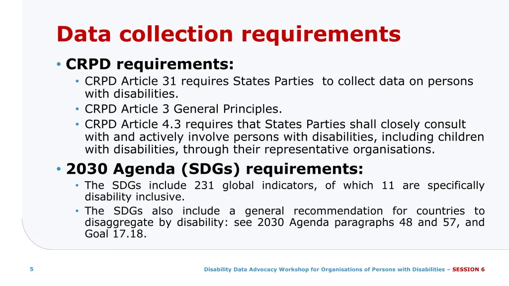 data collection requirements