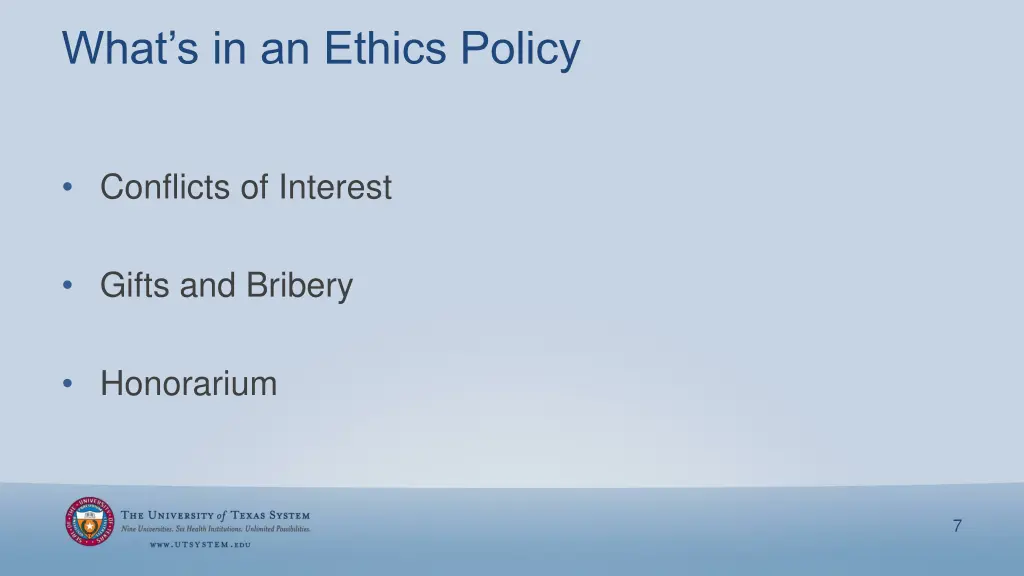 what s in an ethics policy
