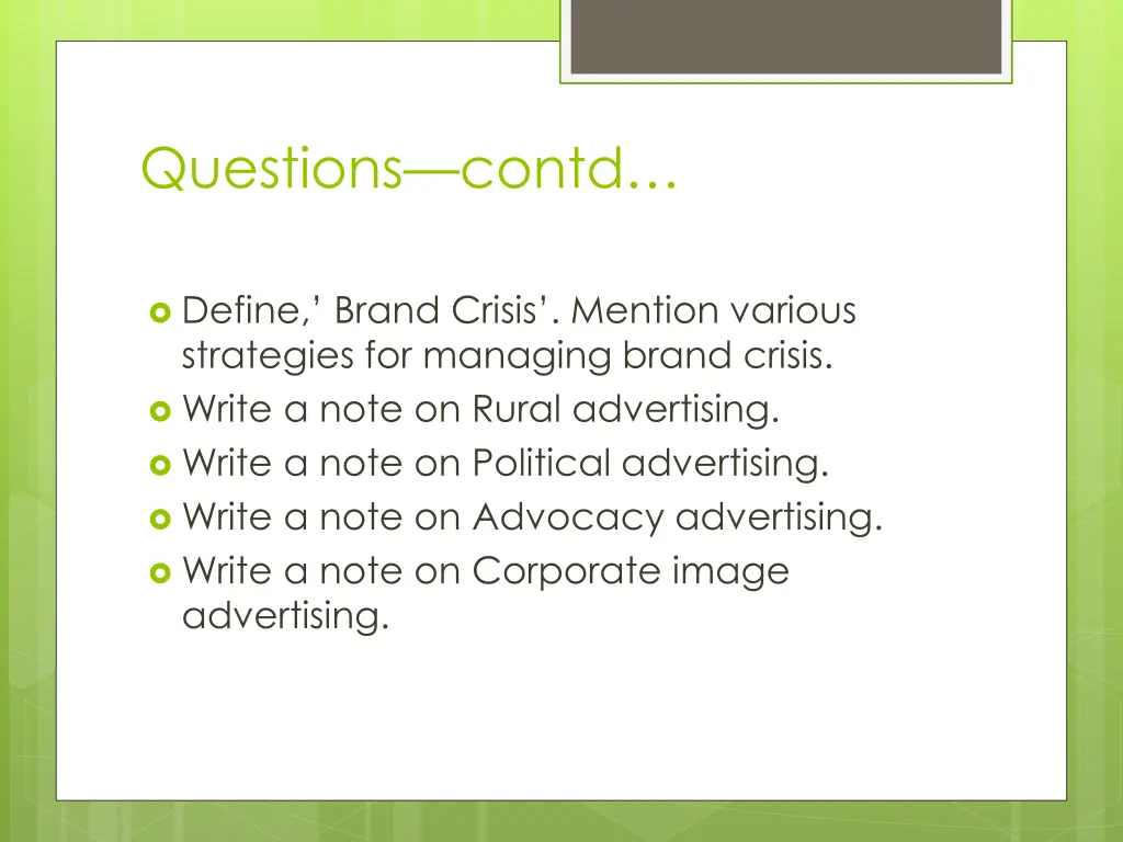 questions contd
