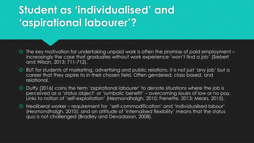 student as individualised and aspirational