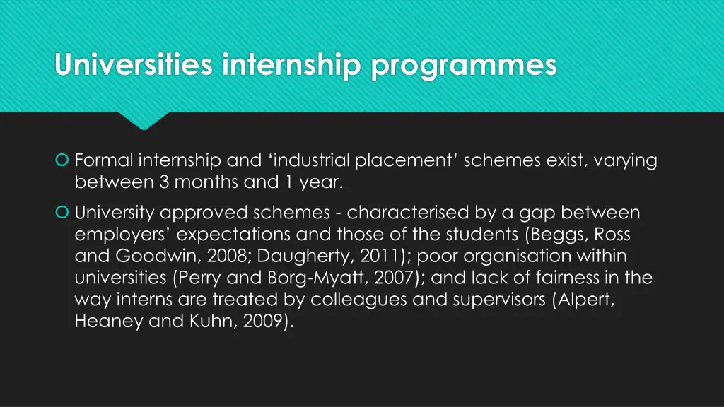 universities internship programmes