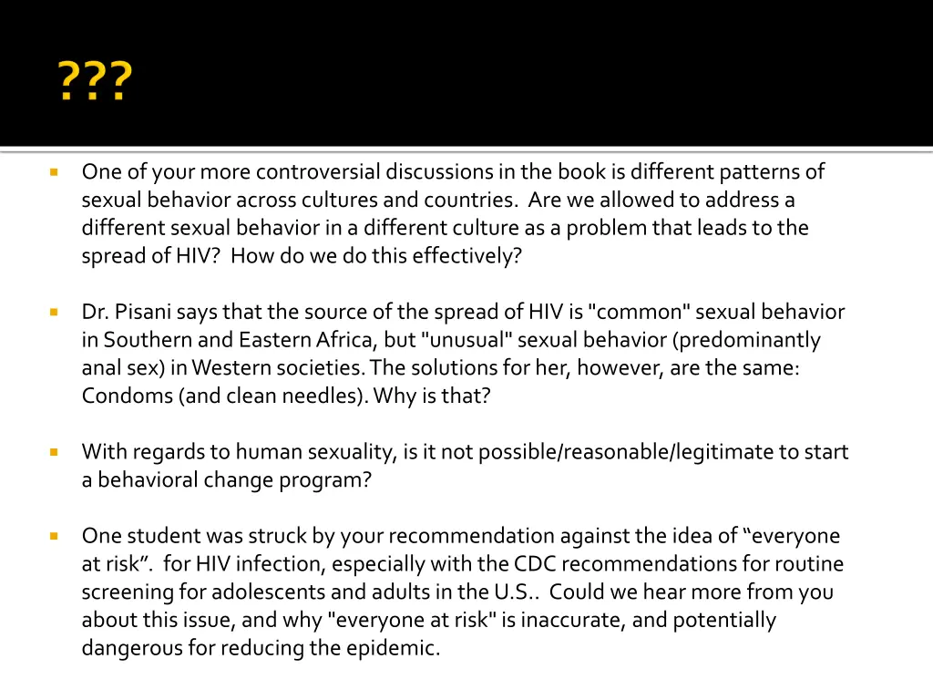 one of your more controversial discussions