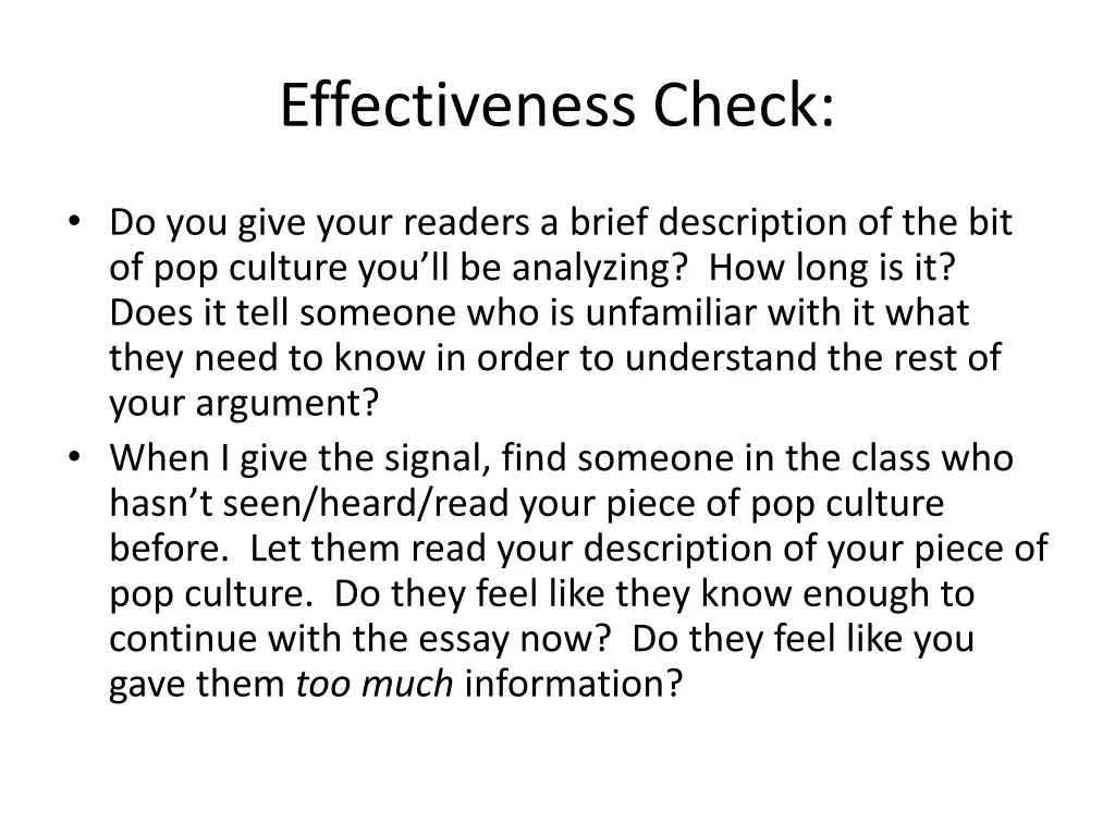 effectiveness check 1
