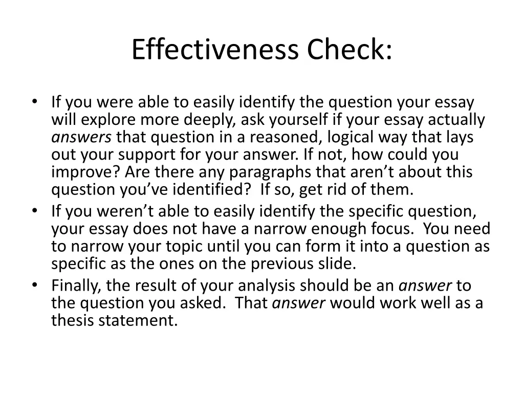 effectiveness check