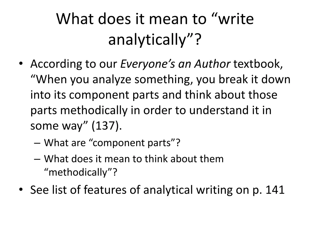 what does it mean to write analytically