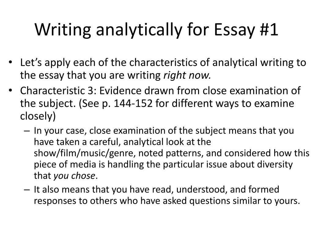 writing analytically for essay 1