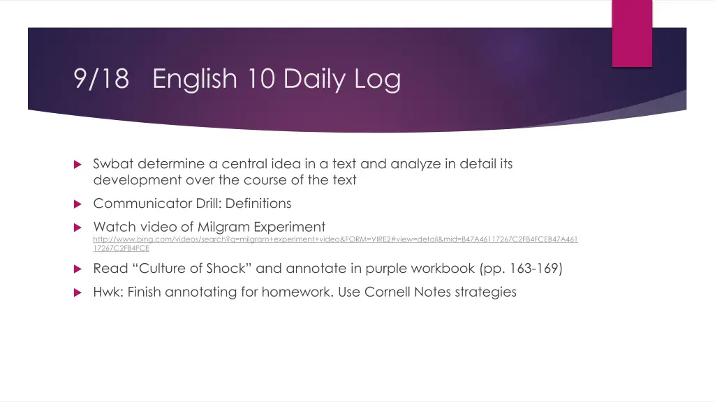 9 18 english 10 daily log