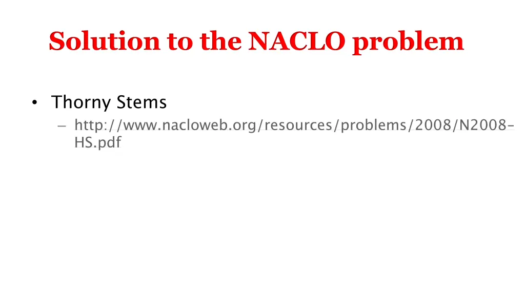 solution to the naclo problem